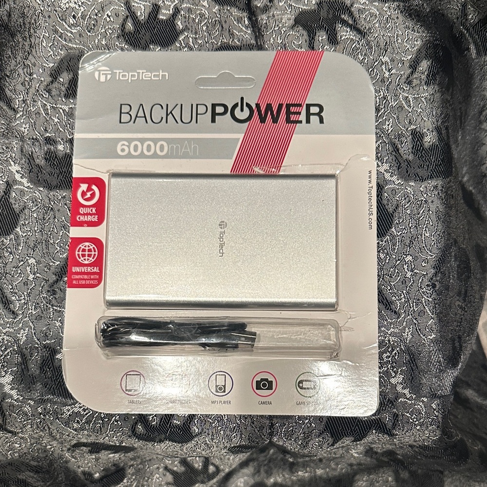 TopTech Silver Backup Power Bank 6000mAh